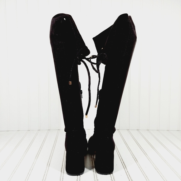 Steve Madden Osana Black Over-The-Knee Block Heel Faux Suede Boots K832 - Picture 6 of 12